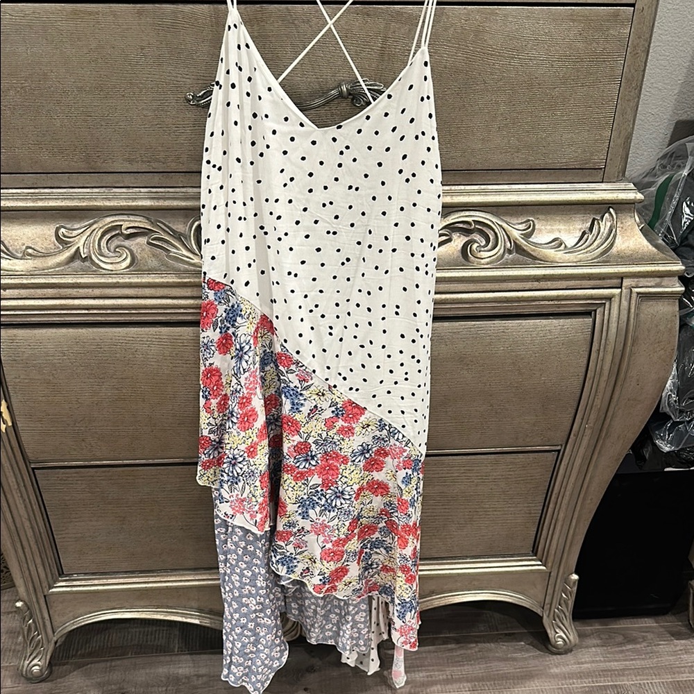 MELLODAY Polka Dot and Floral Maxi Dress
